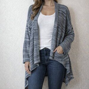 Eddie Bauer, size 2XL, 100% cotton blue cardigan, knit texture, draped front